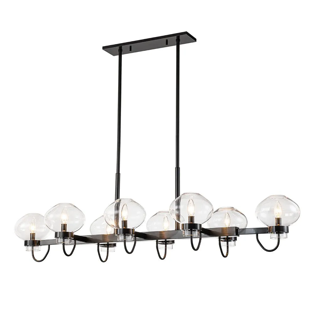 Unique 8-Light Clear Jellyfish Glass Linear Chandelier
