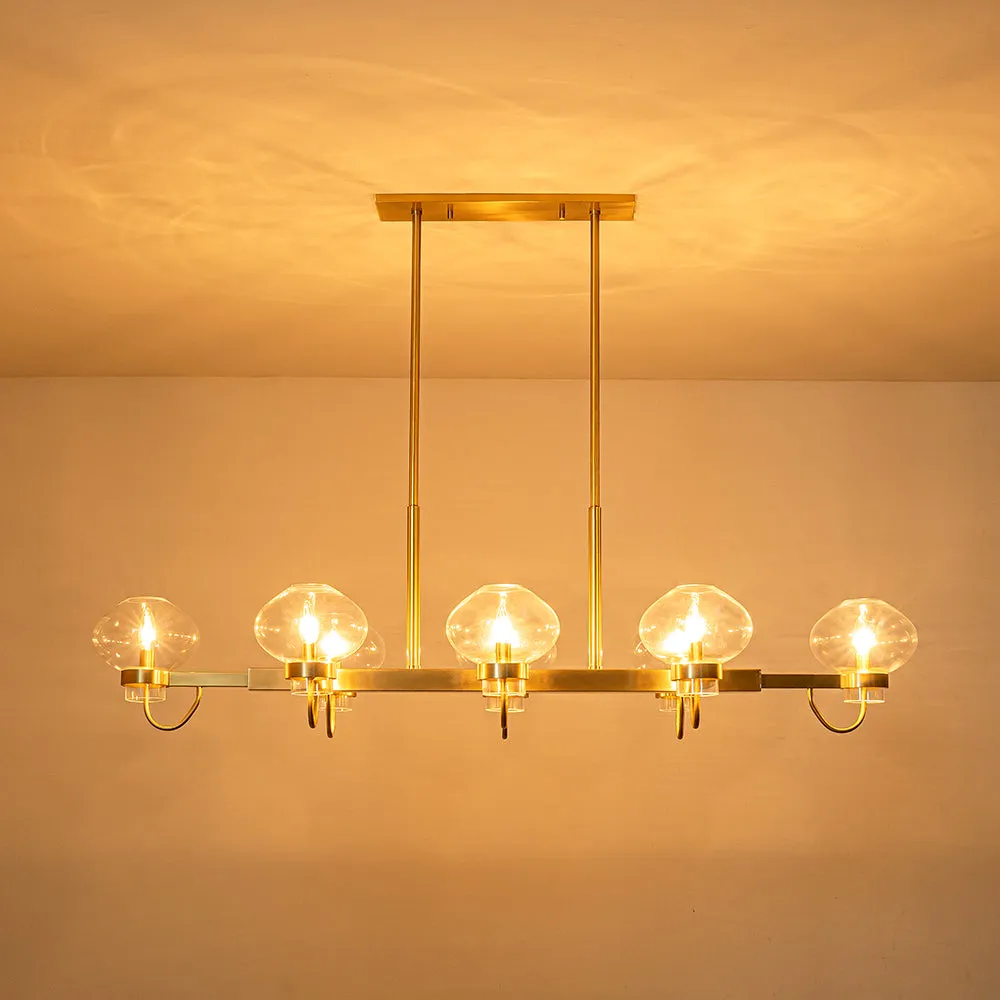 Unique 8-Light Clear Jellyfish Glass Linear Chandelier