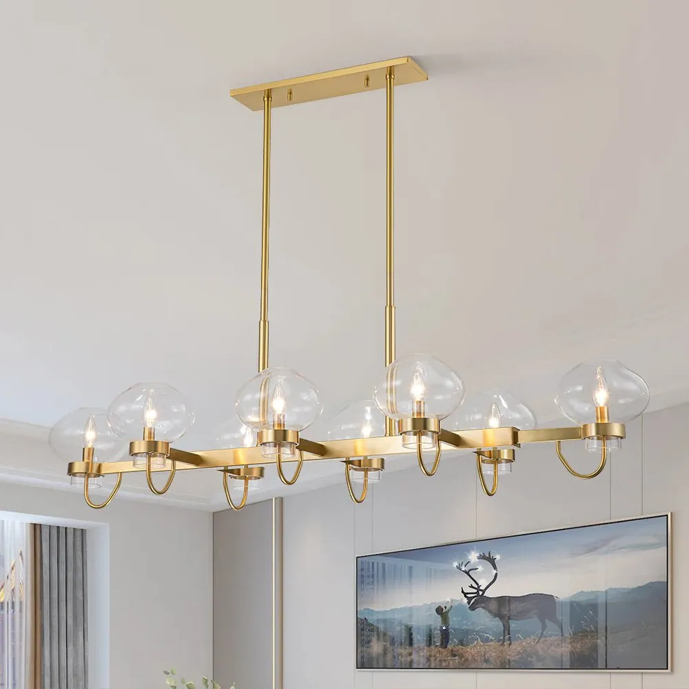 Unique 8-Light Clear Jellyfish Glass Linear Chandelier