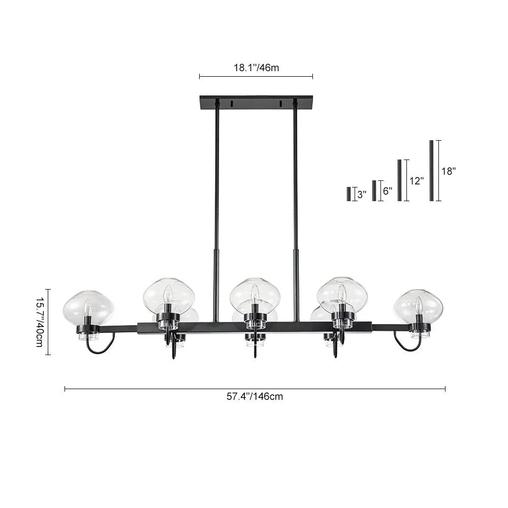Unique 8-Light Clear Jellyfish Glass Linear Chandelier