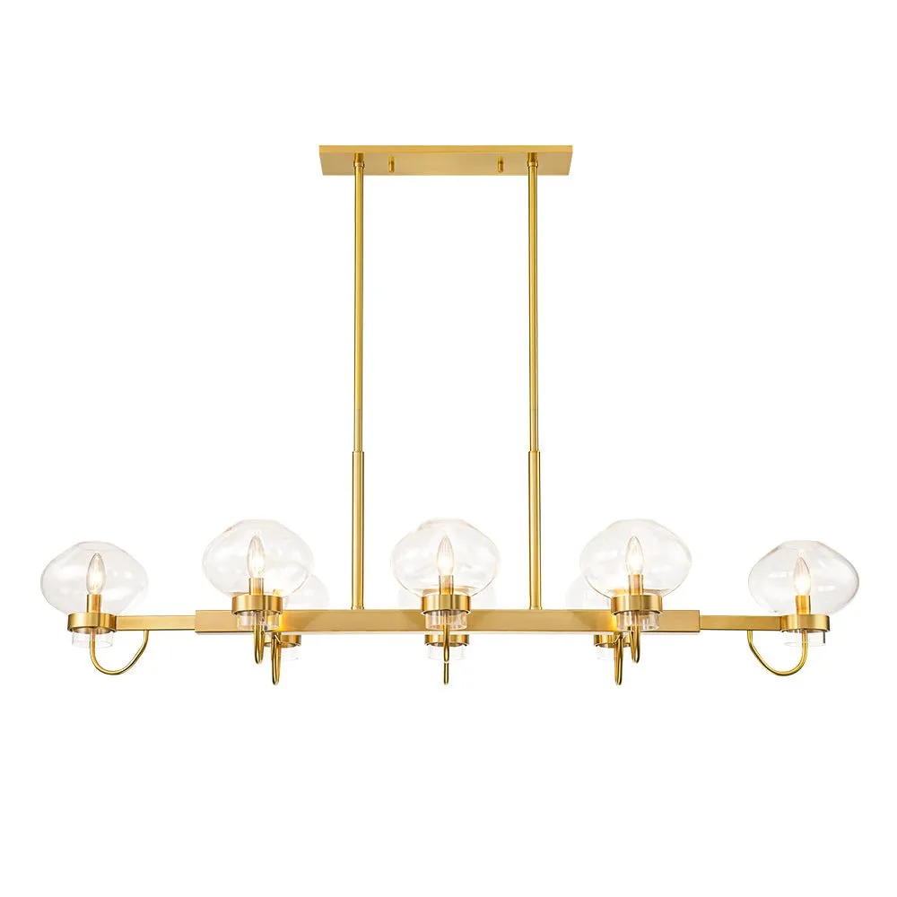 Unique 8-Light Clear Jellyfish Glass Linear Chandelier