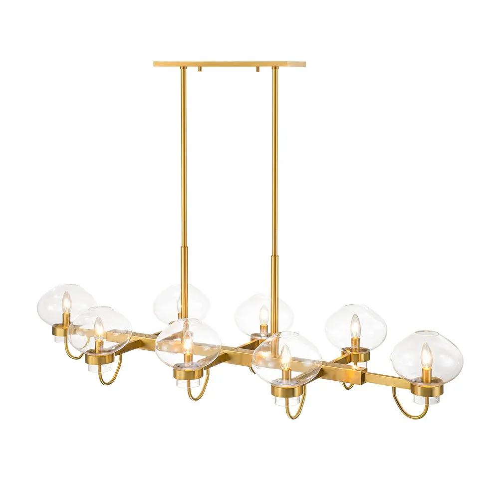 Unique 8-Light Clear Jellyfish Glass Linear Chandelier