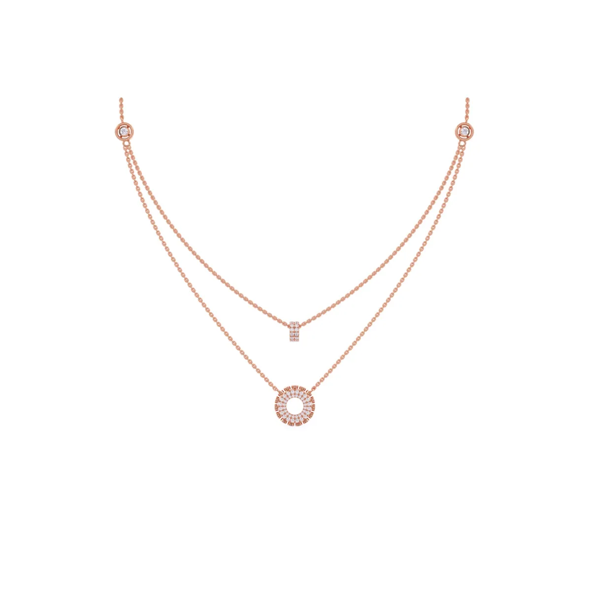 Unique Multi Layer and Bar Diamond Necklace
