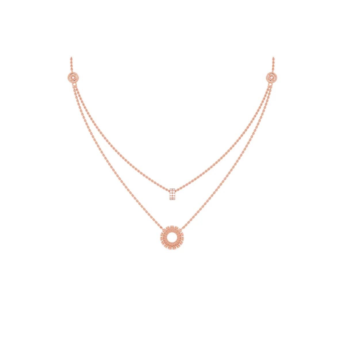 Unique Multi Layer and Bar Diamond Necklace