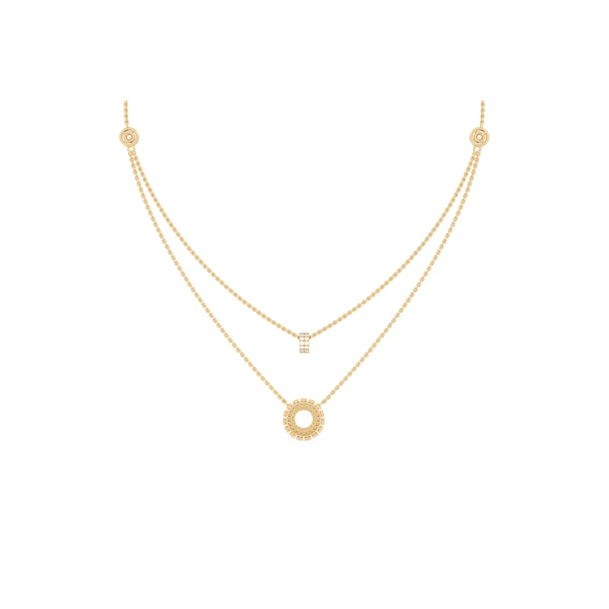 Unique Multi Layer and Bar Diamond Necklace