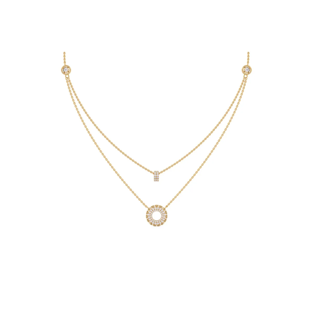 Unique Multi Layer and Bar Diamond Necklace