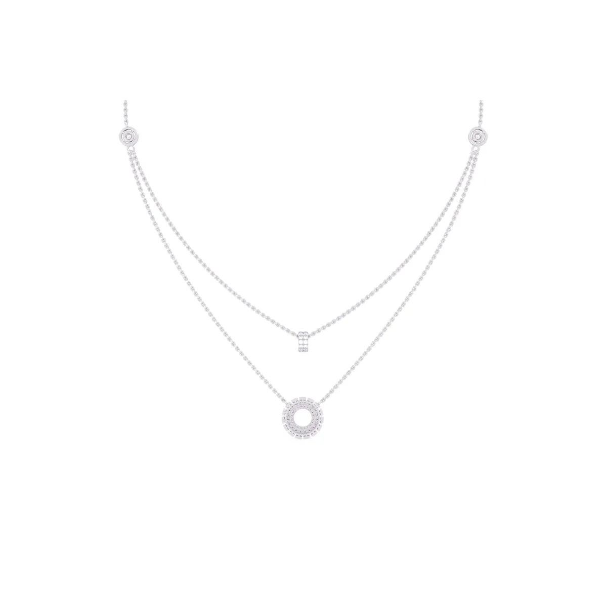 Unique Multi Layer and Bar Diamond Necklace
