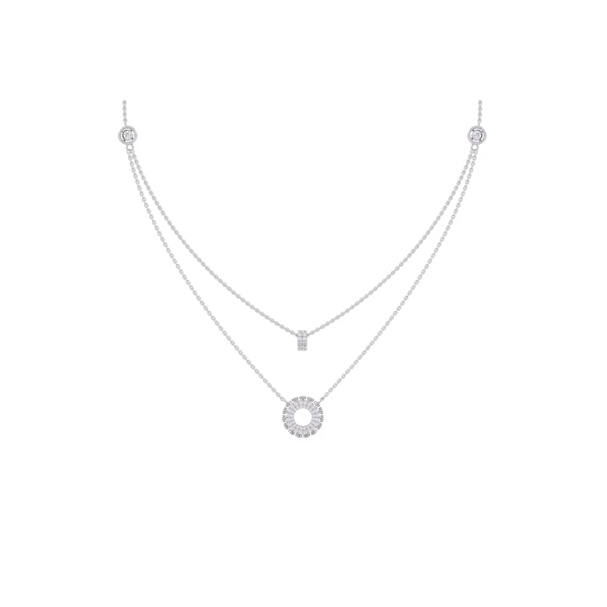 Unique Multi Layer and Bar Diamond Necklace