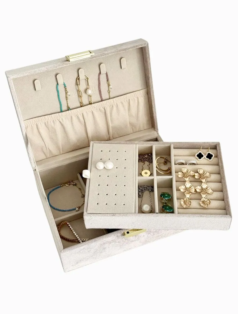Velvet Jewellery Box Champagne