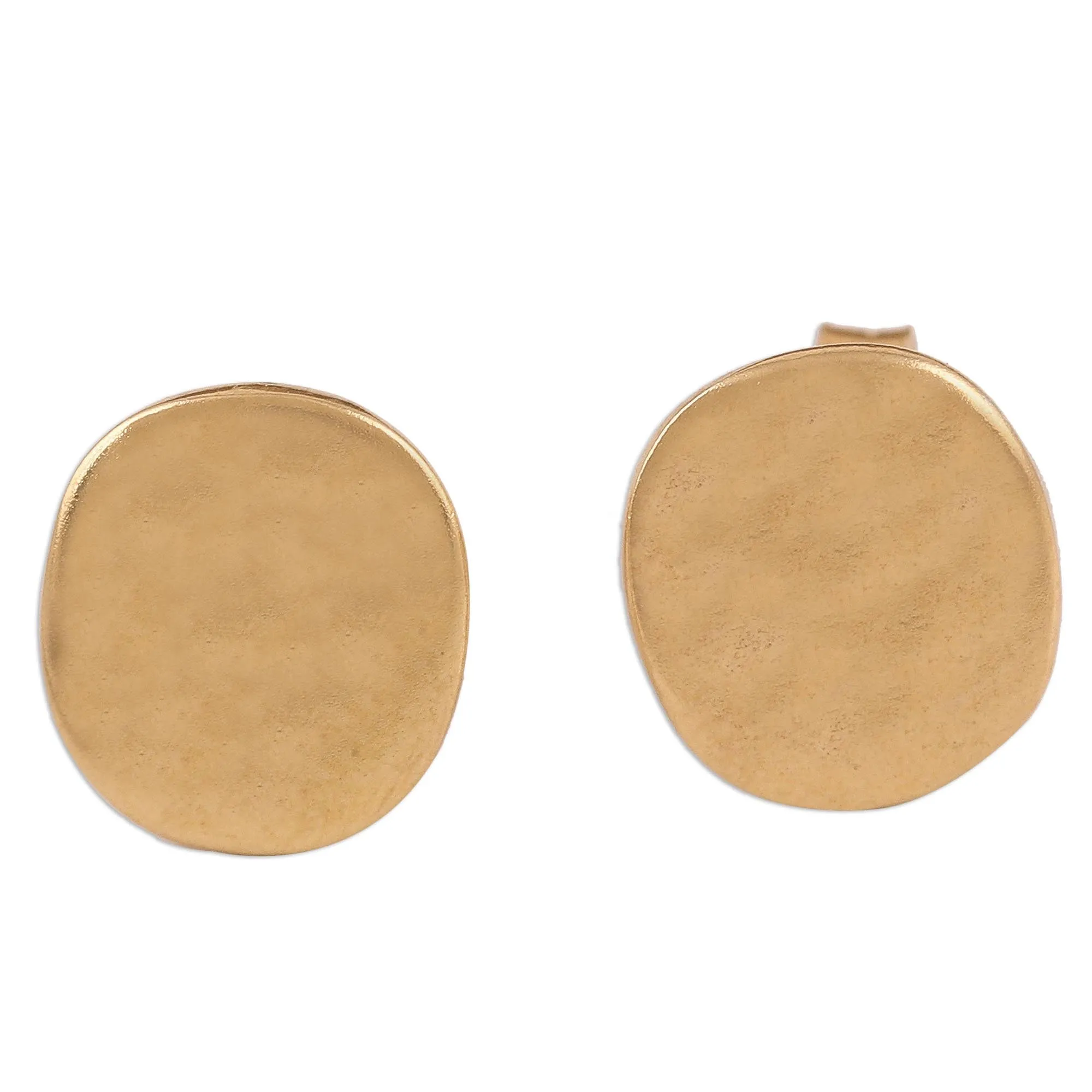 Vibrant Buttons Handmade 22k Gold Plated Sterling Silver Stud Earrings