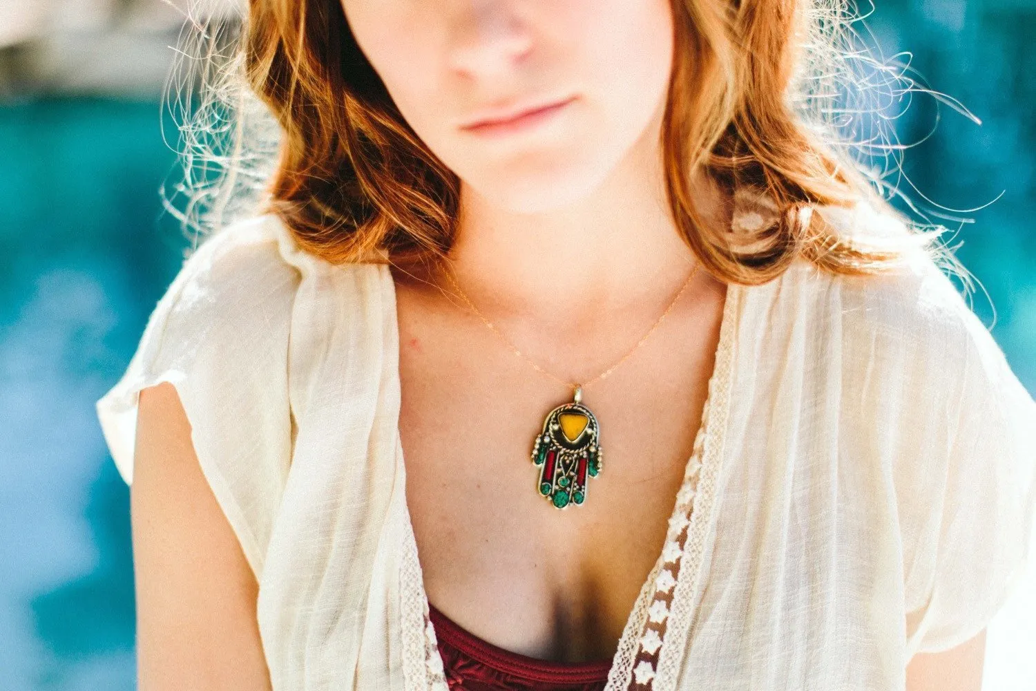 Vibrant Hamsa Bliss Necklace