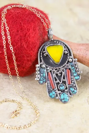 Vibrant Hamsa Bliss Necklace