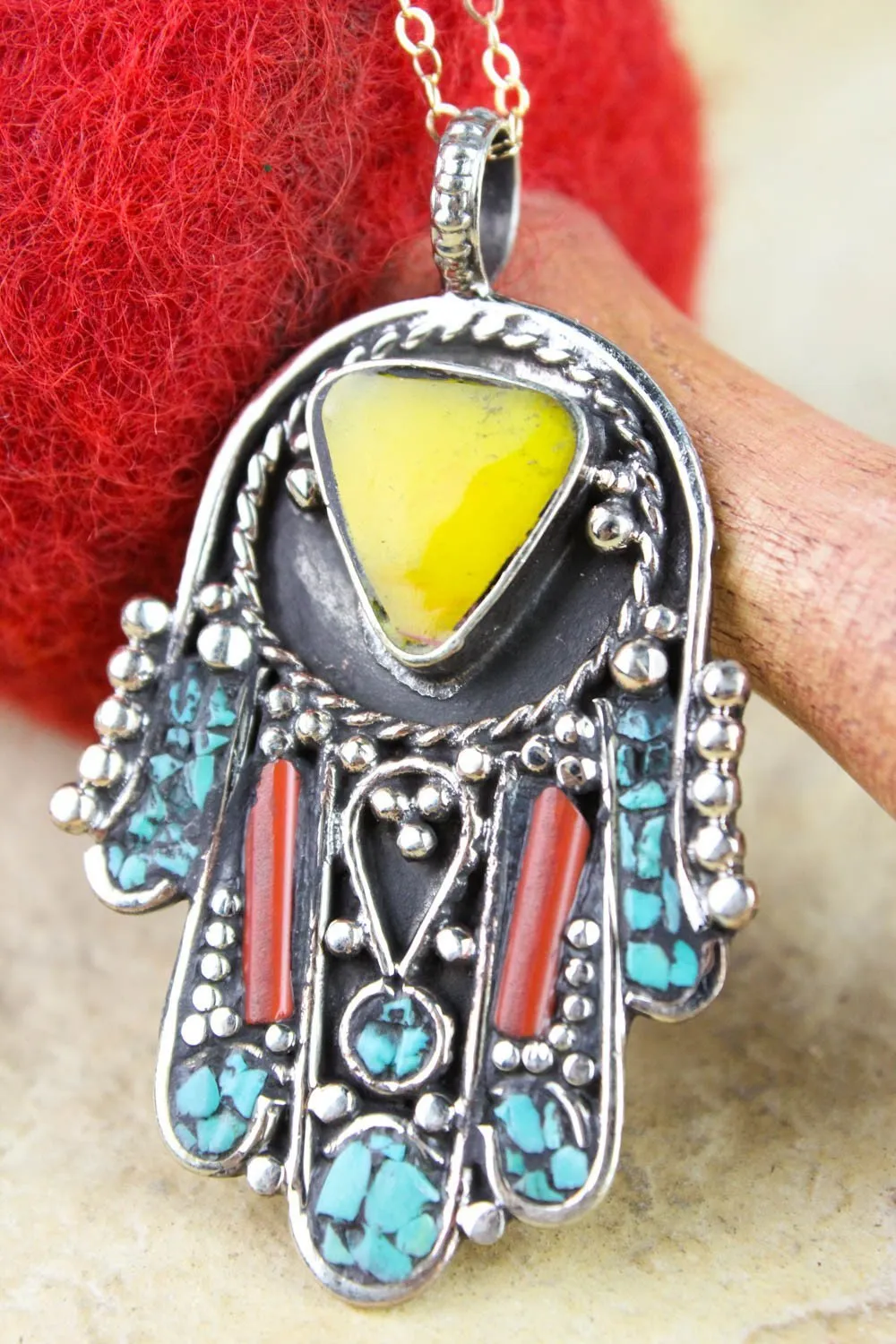 Vibrant Hamsa Bliss Necklace