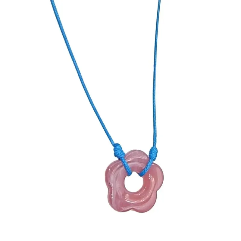 Vibrant Hollow Flower Charm Necklace