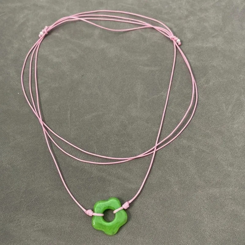 Vibrant Hollow Flower Charm Necklace
