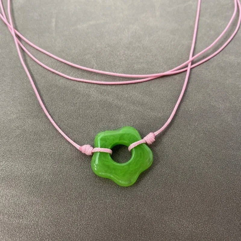 Vibrant Hollow Flower Charm Necklace