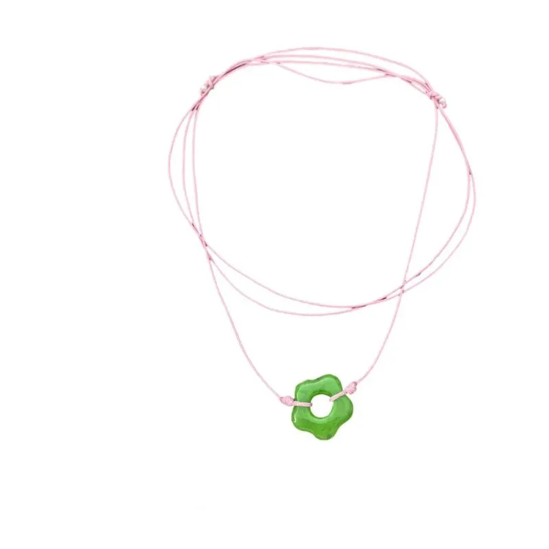 Vibrant Hollow Flower Charm Necklace