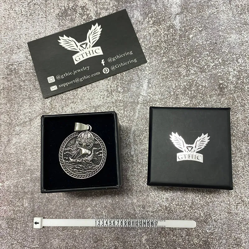 Viking Ship Warrior Stainless Steel Pendant