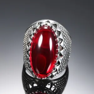 Vintage Jewelry Fashion Red Resin Rings For Women in Silver Color