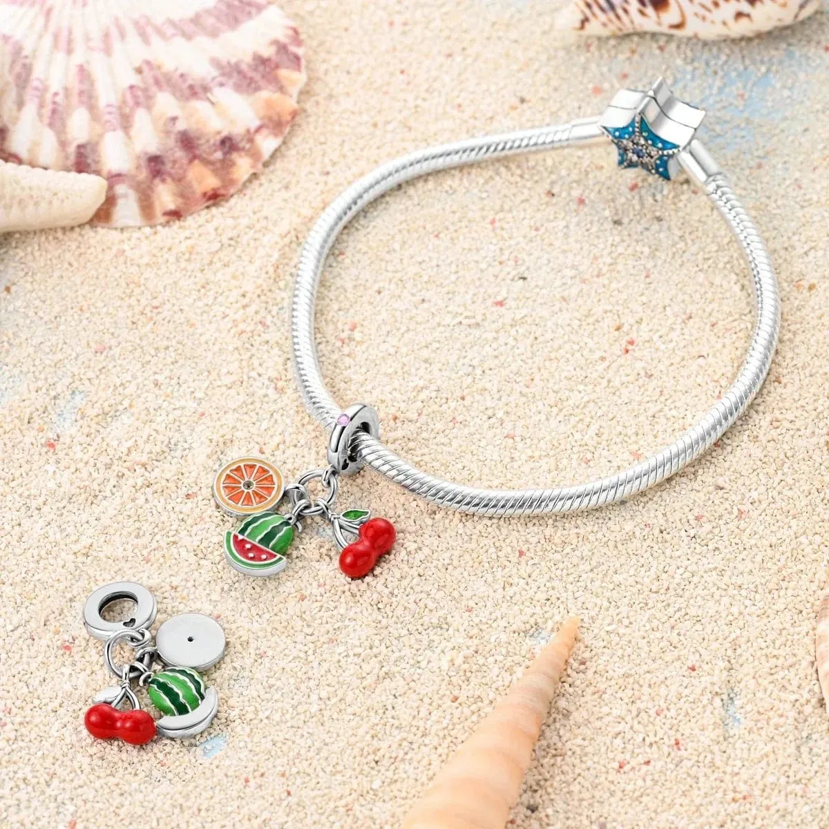 Watermelon Cherries Orange Nectarine Fruit Charm
