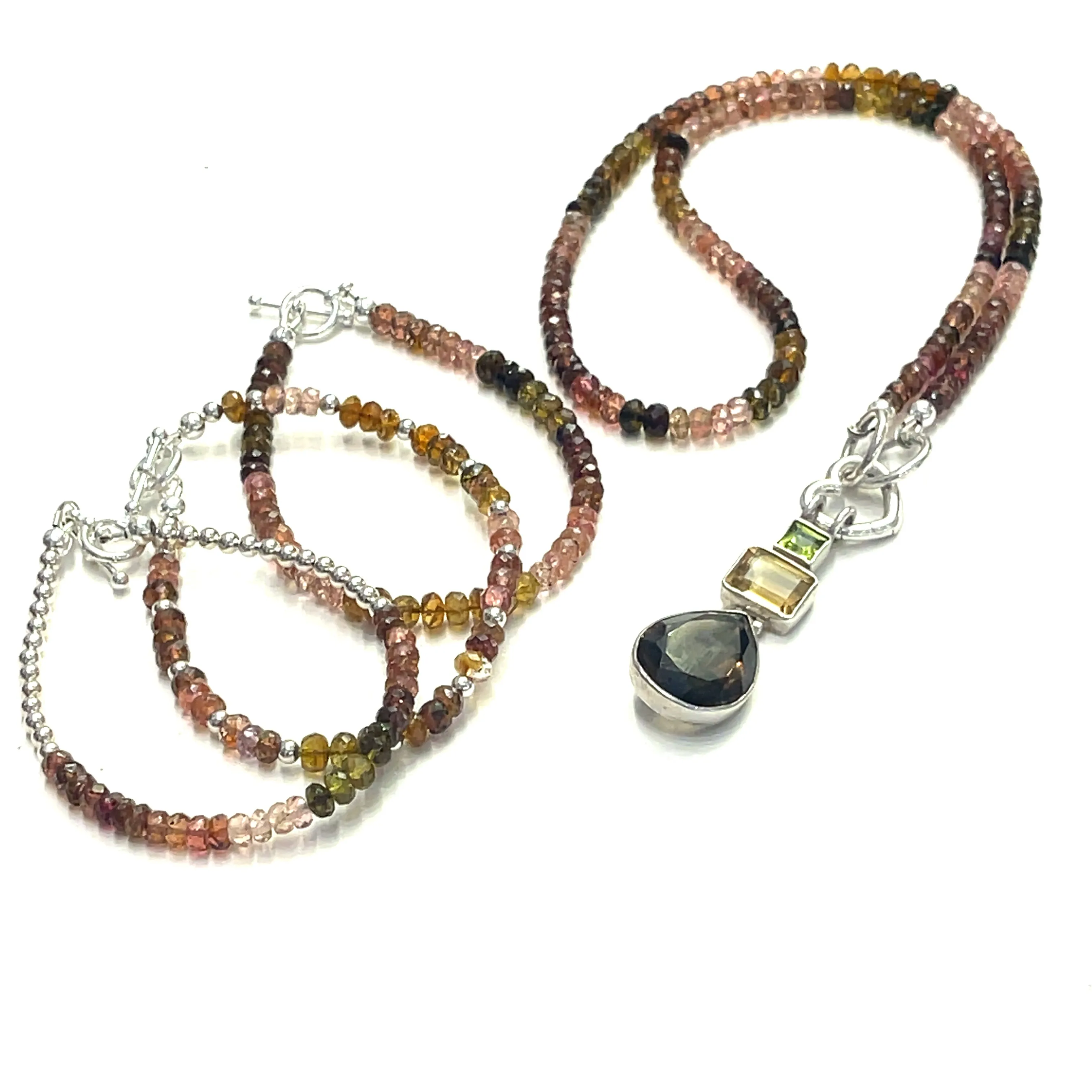 Watermelon Tourmaline gemstone bracelet, jewelry