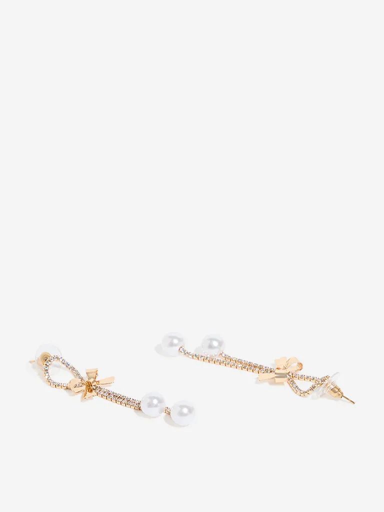Westside Accessories Gold Bow & Pear Dangler Earrings