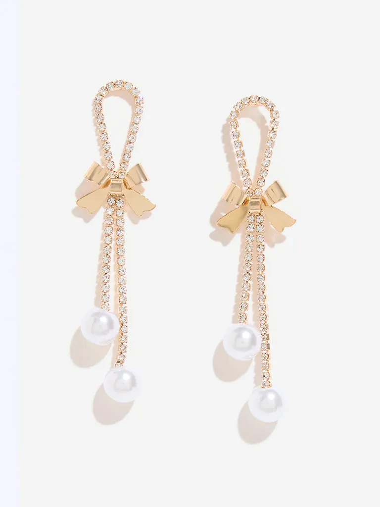 Westside Accessories Gold Bow & Pear Dangler Earrings
