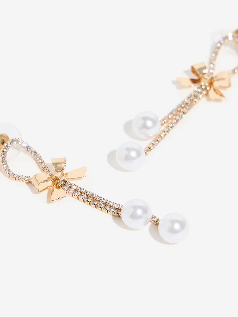 Westside Accessories Gold Bow & Pear Dangler Earrings