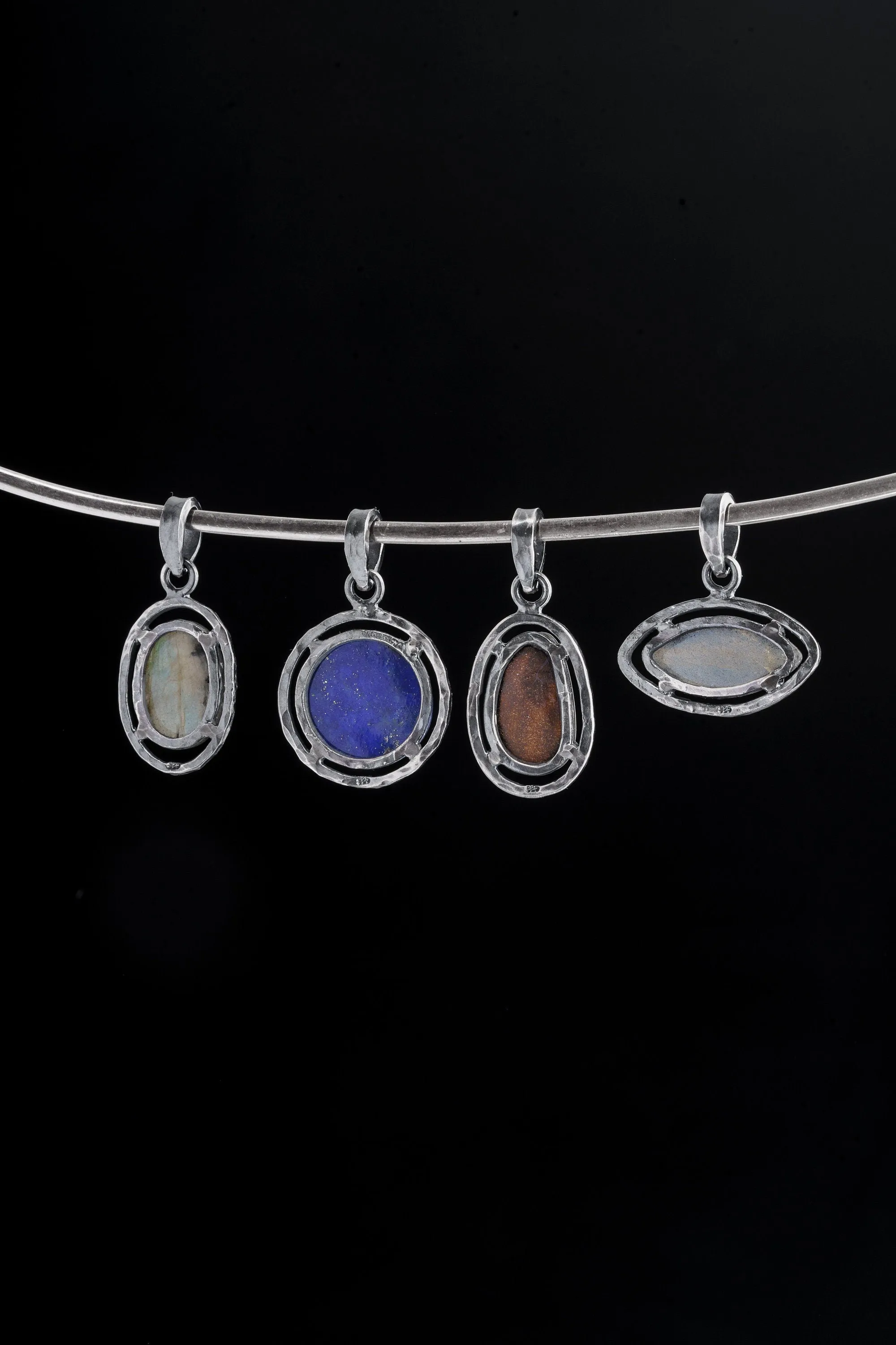 Wisdom & Sparkle: Lapis Lazuli and Pyrite - Oxidised Sterling Silver - Strong Claw Setting - Hammer Textured - Pendant Crystal Necklace