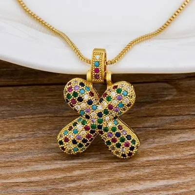 Women Colourful Letter Initials  Pendant Necklaces