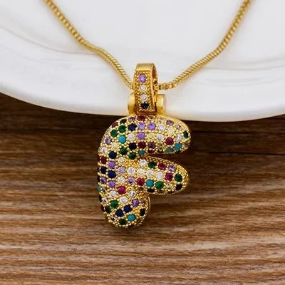 Women Colourful Letter Initials  Pendant Necklaces