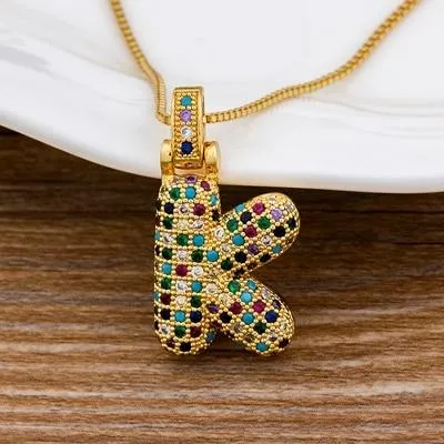 Women Colourful Letter Initials  Pendant Necklaces