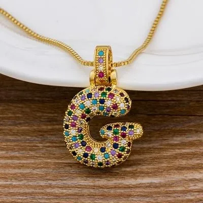 Women Colourful Letter Initials  Pendant Necklaces
