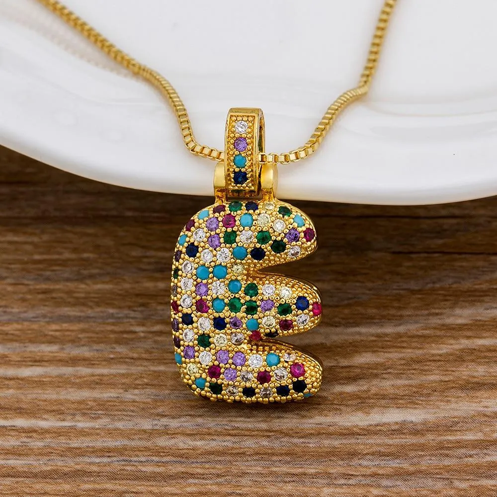 Women Colourful Letter Initials  Pendant Necklaces