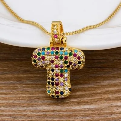 Women Colourful Letter Initials  Pendant Necklaces