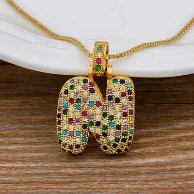 Women Colourful Letter Initials  Pendant Necklaces