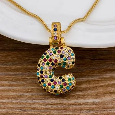 Women Colourful Letter Initials  Pendant Necklaces