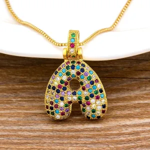 Women Colourful Letter Initials  Pendant Necklaces