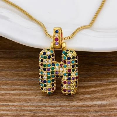 Women Colourful Letter Initials  Pendant Necklaces