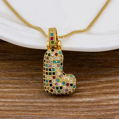 Women Colourful Letter Initials  Pendant Necklaces