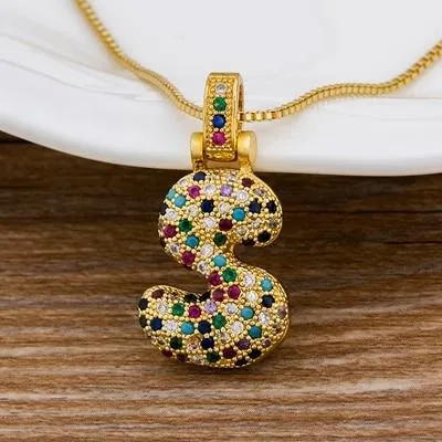 Women Colourful Letter Initials  Pendant Necklaces
