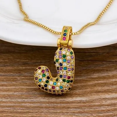Women Colourful Letter Initials  Pendant Necklaces