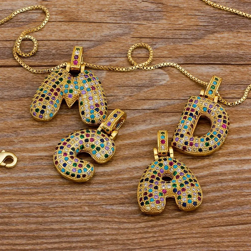 Women Colourful Letter Initials  Pendant Necklaces