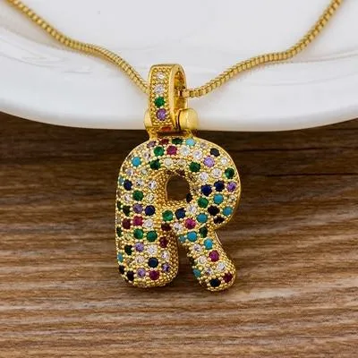 Women Colourful Letter Initials  Pendant Necklaces