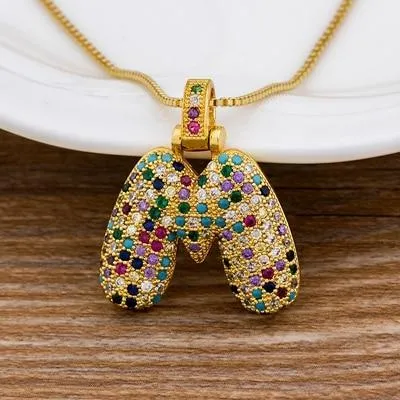 Women Colourful Letter Initials  Pendant Necklaces