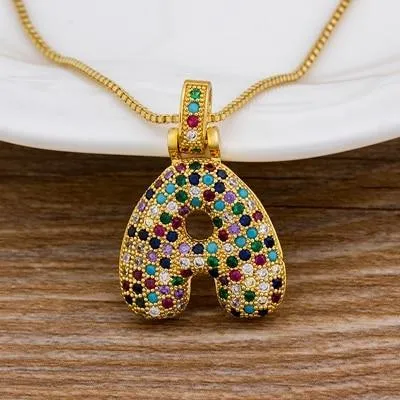 Women Colourful Letter Initials  Pendant Necklaces