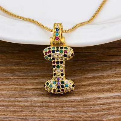 Women Colourful Letter Initials  Pendant Necklaces
