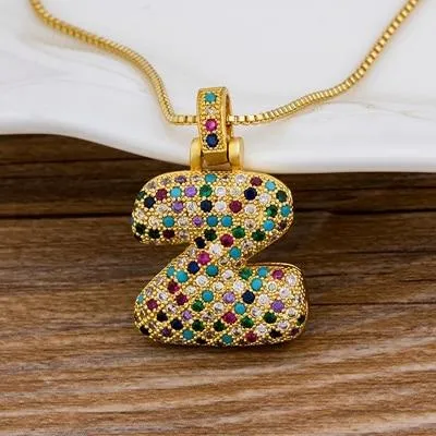 Women Colourful Letter Initials  Pendant Necklaces