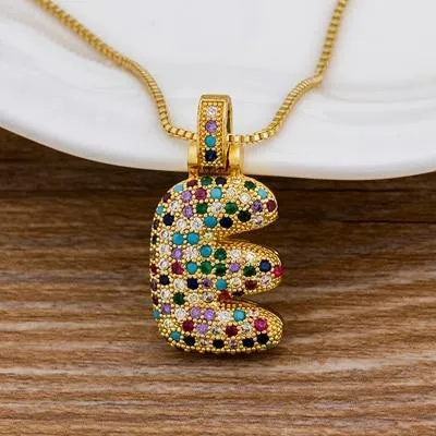 Women Colourful Letter Initials  Pendant Necklaces