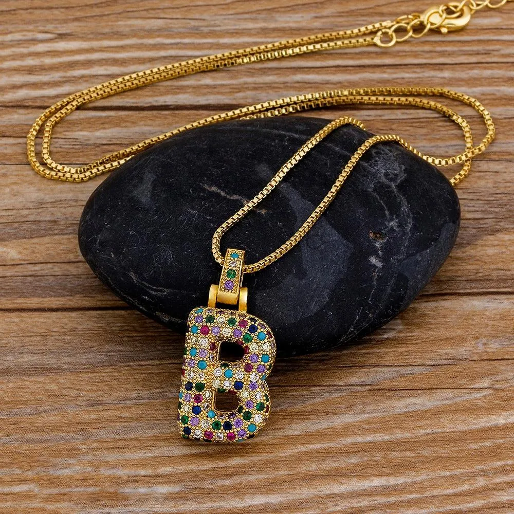 Women Colourful Letter Initials  Pendant Necklaces